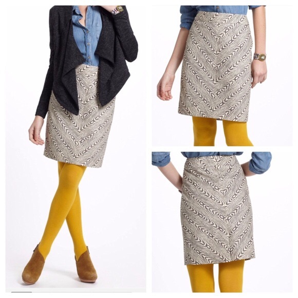 anthropologie wood grain pencil skirt - Picture 2 of 8